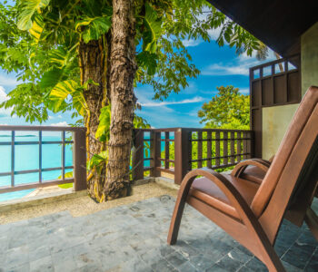 Patio or Balcony with chair around sea and ocean view
